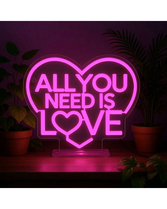 Λάμπα LED με φως νέον - All You Need is Love - It's a Sign