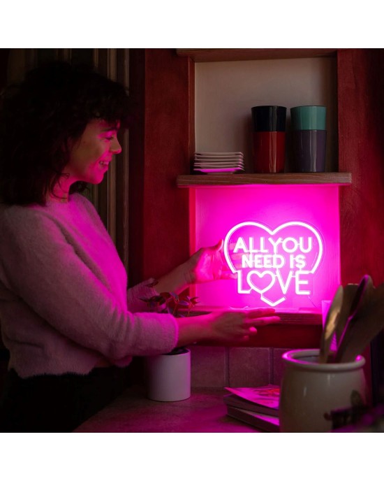 Λάμπα LED με φως νέον - All You Need is Love - It's a Sign