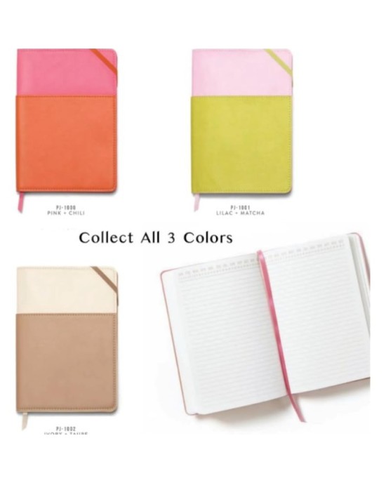 Σημειωματάριο Designworks 15x21cm - Vegan Leather Pocket Burgundy & Pink