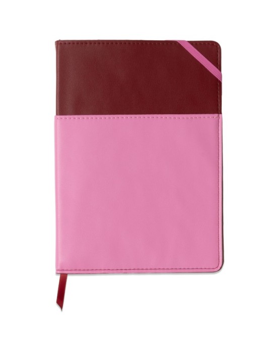 Σημειωματάριο Designworks 15x21cm - Vegan Leather Pocket Burgundy & Pink
