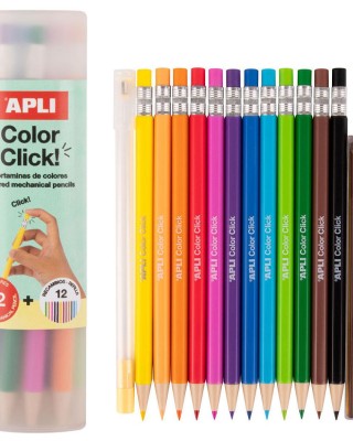 Apli Σετ 12 Χρωματιστά Μηχανικά Μολύβια Apli Color Click + 12 Ανταλλακτικές Μύτες