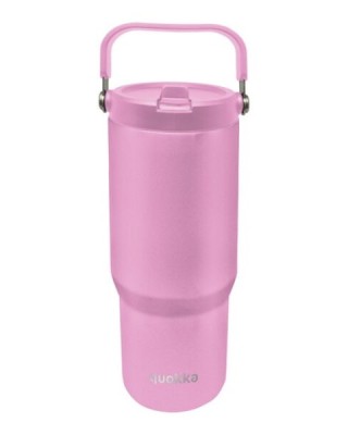 QUOKKA Θερμός Tumbler με Καλαμάκι και Λαβή Core Blossom Pink 860ml