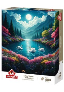 Παζλ Art Puzzle 500 κομμάτια - Lake of swan in moonlight
