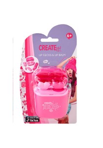 Σετ Lip Gloss & Lip Balm σε Σχήμα Θήκη Ακουστικών Ροζ 