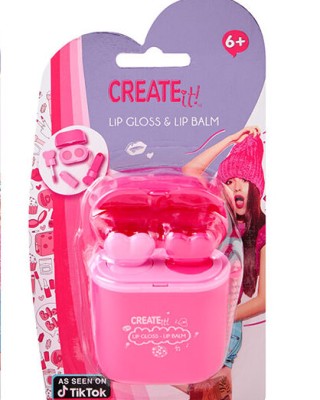 Σετ Lip Gloss & Lip Balm σε Σχήμα Θήκη Ακουστικών Ροζ 