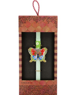 Λαμπάδα Πεταλούδα φλοράλ - Λαχανί