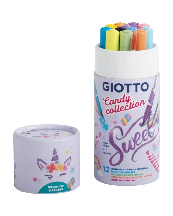 Giotto Μαρκαδόροι Ζωγραφικής Turbo Soft Brush Candy Collection 12τμχ